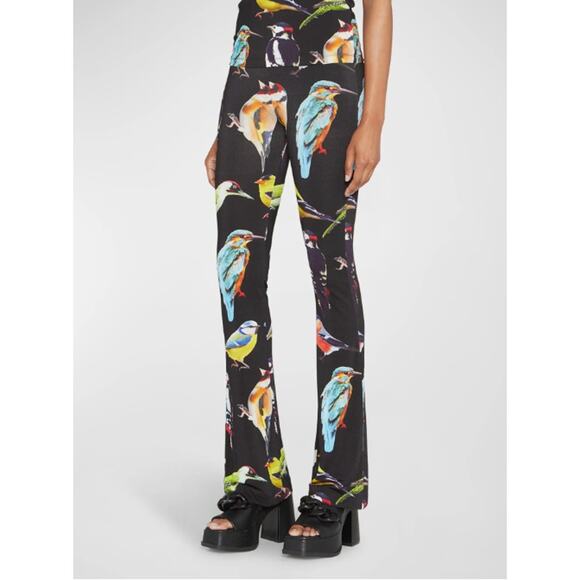 Stella Mccartney Womens Bird Crest Stretch Flared Trousers Pants Artsy Boho Fun - Picture 1 of 10